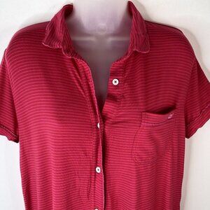 Vineyard Vines Women Button Front Collar Shirt Size Small Pink Red Tones *FLAW*